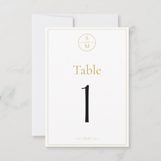 Cartão RSVP Números de Mesa de Casamento com Monograma Simples (Frente)