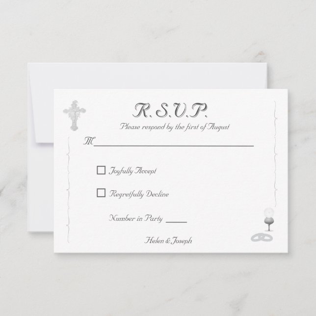 Cartão RSVP Nuptial Grace Catholic Wedding Response Card (Frente)