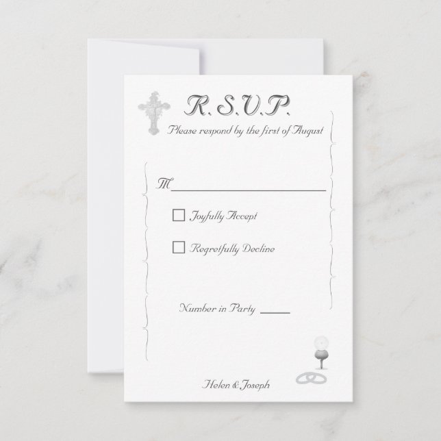 Cartão RSVP Nuptial Grace Catholic Wedding Response Card (Frente)
