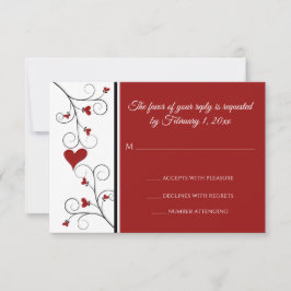 Cartão RSVP O amor cresce | Red Hearts Namorados Wedding