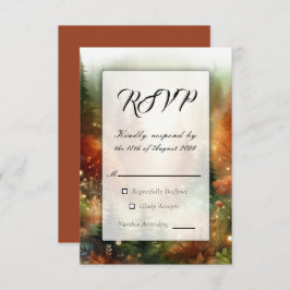 Cartão RSVP O Brilho do outono no Casamento de Floresta Encant