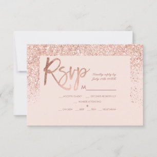 Cartão RSVP O chique cor-de-rosa do brilho do ouro cora