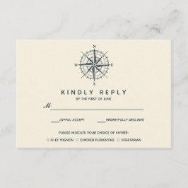 Cartão RSVP O Compass Azul | VP de Casamento com Choise de Com