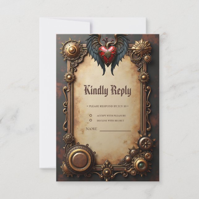 Cartão RSVP O coração pulsante da mecânica, (Frente)
