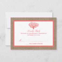 Cartão RSVP O Coral Na Coleção De Casamentos De Boho Beach Bur