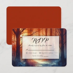 Cartão RSVP O Encanto Florestal do Casamento das Folhas Caindo