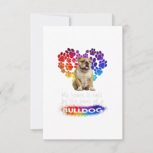 Cartão RSVP O Meu Coração É Detido Pelas Patas De Um Bulldog