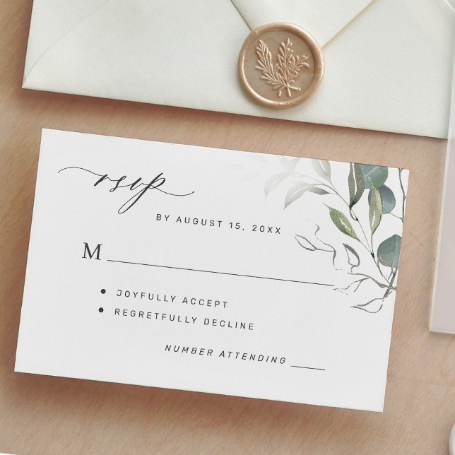 Cartão RSVP O verde simples deixa o casamento verde (Criador carregado)