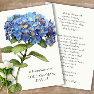 Cartão RSVP Obrigado fúnebre você carda o Hydrangea azul de 