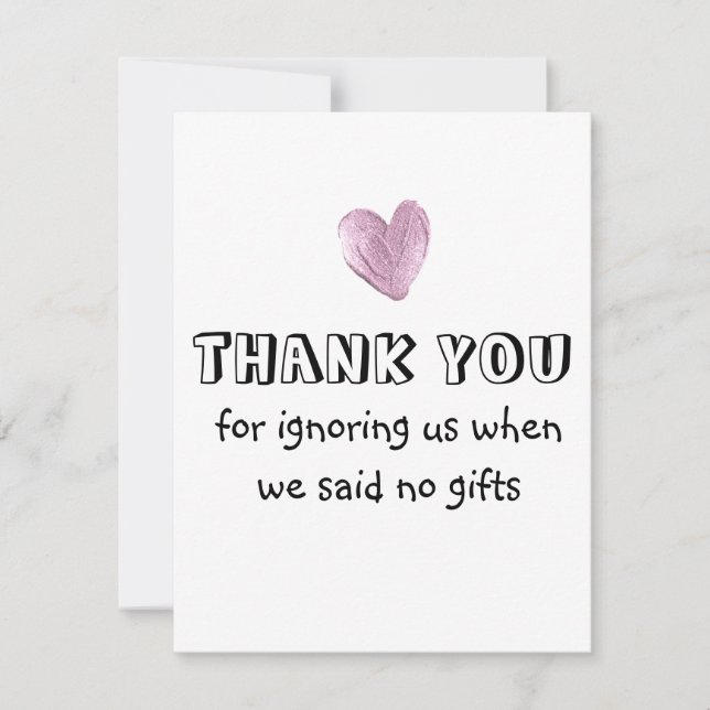 Cartão RSVP Obrigado por nos ignorar quando dissemos sem prese (Frente)
