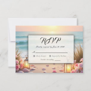 Cartão RSVP Oceanside Romance Baixo da Luz Costeira