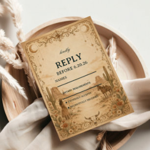 Cartão RSVP Oeste Cósmico Vintage Elegante