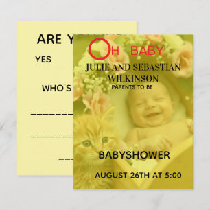 Cartão RSVP Oh Baby Cat Foto Imagem Chá de Bebê
