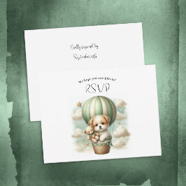 Cartão RSVP Oh Boy Puppy Hot Air Balloon Adventure Baby Shower