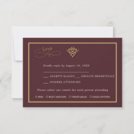 Cartão RSVP Old Money Burgundy Wedding Response Card