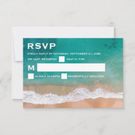 Cartão RSVP Onda Oceânica, Casamento de Praia