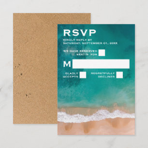 Cartão RSVP Onda Oceânica, Casamento de Praia