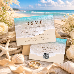 Cartão RSVP Ondas Azuis do Oceano de Verão Casamento na Praia