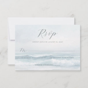 Cartão RSVP Ondas Calmas de Praia em Pastel