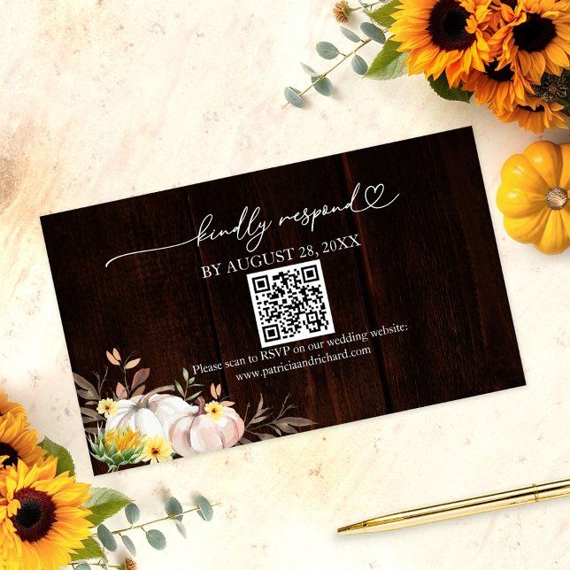 Cartão RSVP Online de Casamento de Girassol QR (Criador carregado)