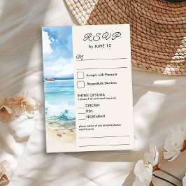 Cartão RSVP Opção de Casamento e entrada do tema da praia Wate