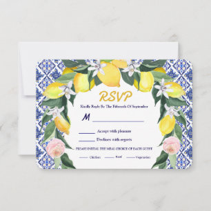 Cartão RSVP Opção de Refeição de Casamento de Azulejos Italian
