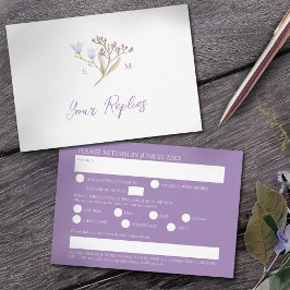 Cartão RSVP Opção de refeição de flor silvestre roxo boho casa