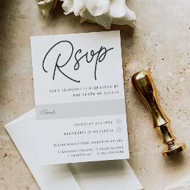 Cartão RSVP Opção de Refeição de Script Preto e Branco Sobredi