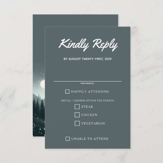 Cartão RSVP Opções de Comida de Magia de Montanha (Frente/Verso)