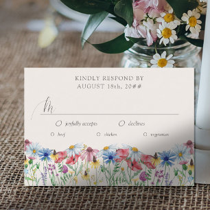 Cartão RSVP Opções de Entrada de Flor Silvestre para Casamento