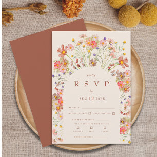 Cartão RSVP Opções de Refeição de Casamento com Arco Floral Rú