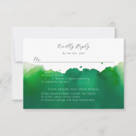 Cartão RSVP Opções de refeição de lavagem a aquarela verde