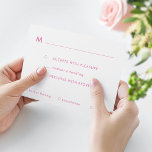 Cartão RSVP Opções de refeição do Bat Mitzvah, cor-de-rosa sim<br><div class="desc">Luz cor-de-rosa no dorso com detalhes da refeição e nome de convidado; sotaques de brilho falsos opcionais</div>
