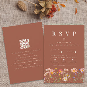 Cartão RSVP Opções de Refeição em Terracota de Flores Silvestr