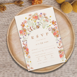 Cartão RSVP Opções de Refeição Floral Boho de Terracota de Out
