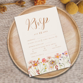 Cartão RSVP Opções de Refeição Floral Boho de Terracota de Out