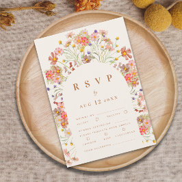 Cartão RSVP Opções de Refeição Floral Boho de Terracota de Out