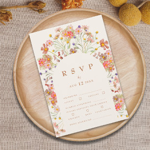 Cartão RSVP Opções de Refeição Floral Boho de Terracota de Out