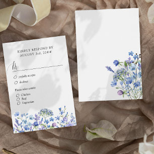Cartão RSVP Opções de Refeição Floral de Casamento de Flor Sil