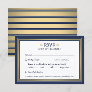 Cartão RSVP Opções de Refeição para Bar Mitzvah Azul Marinho B