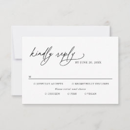 Cartão RSVP Opções de Refeição para Casamento em Preto e Branc