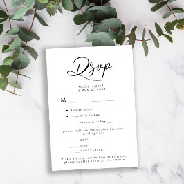 Cartão RSVP Opções de refeição simples elegante para casamento