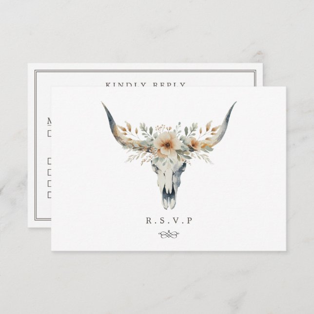 Cartão RSVP Opções de refeições de casamento de longa duração  (Frente/Verso)