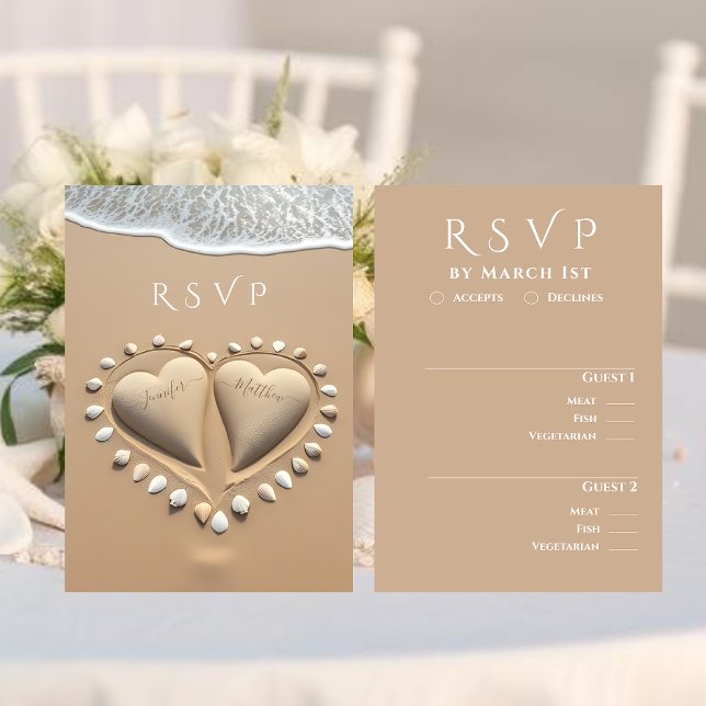 Cartão RSVP Opções de RSVP-Meal de Casamento de Praia (Beach Wedding RSVP-Meal options RSVP Card )