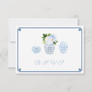 Cartão RSVP Opções modernas de Comida de Marinho e Chartreus