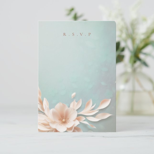 Cartão RSVP Opções românticas de refeições de casamentos flora (Em pé/Frente)