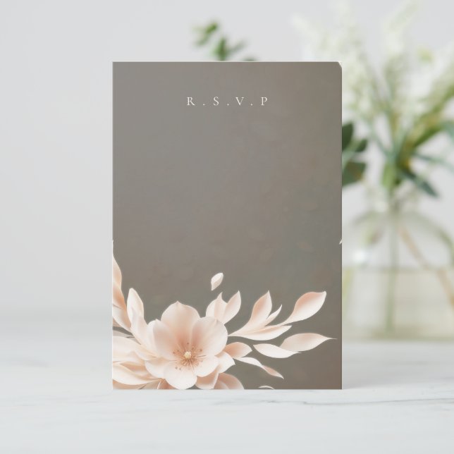 Cartão RSVP Opções românticas de refeições de casamentos flora (Em pé/Frente)