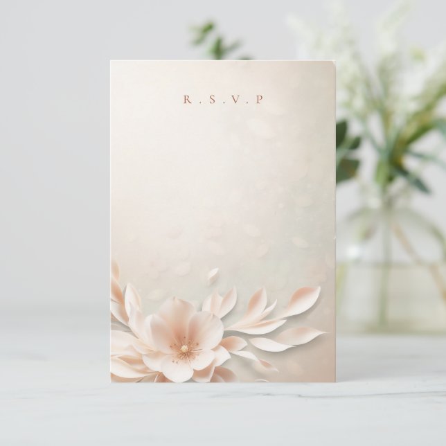 Cartão RSVP Opções românticas de refeições de casamentos flora (Em pé/Frente)