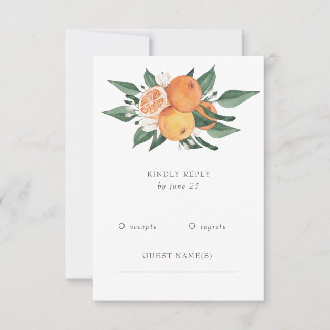 Cartão RSVP Orange Blossoms Citrus Botanical Wedding (Frente)