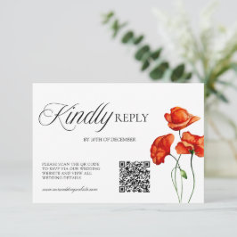 Cartão RSVP Orange Floral Watercolor Poppies